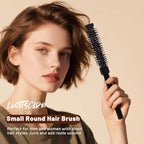 3pcs Small Round Hair Brush for Short Hair - Barrel Hair Brush for Blow Drying, Aluminum Round Brush for Bobs, Bangs, Lobs, Roots, Curling, Pixie Cuts, Straight Hair - Black