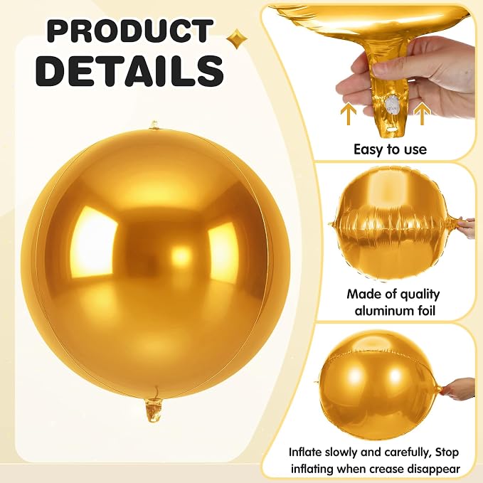 Jenaai 30 Set Round Foil Balloons Bulk 22 Inch 4d Metallic Giant Balloons Set - Image 5