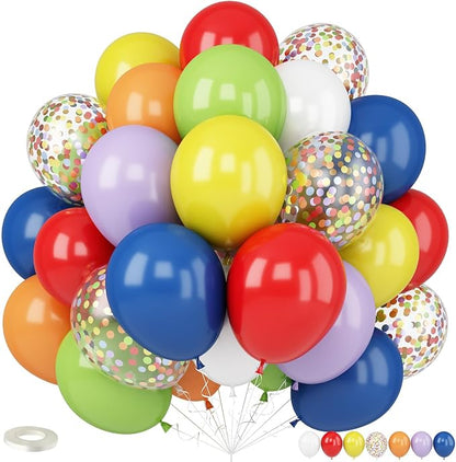 Red Blue Yellow Green Balloons, Carnival Circus Balloon 12 Inch Red Blue Green by KAINSY