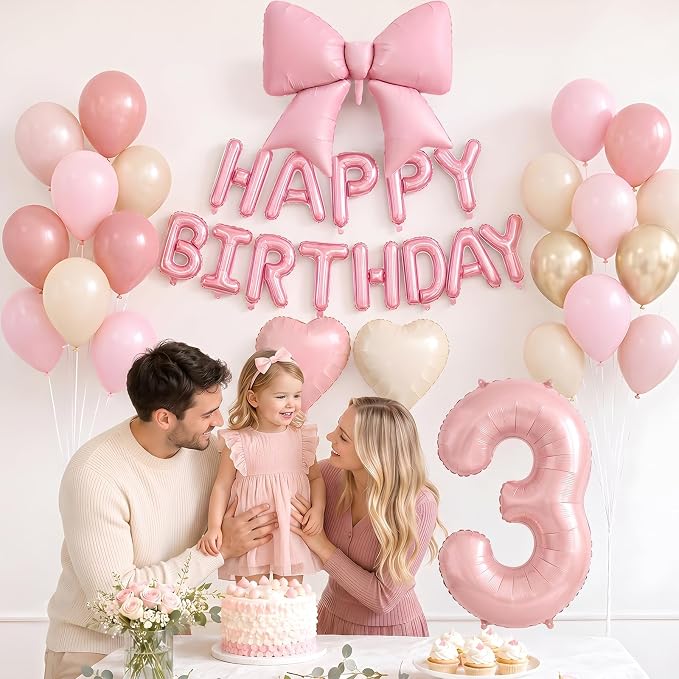 Dusty Pink Number 3 Balloon, 3rd Birthday Decorations - Image 7