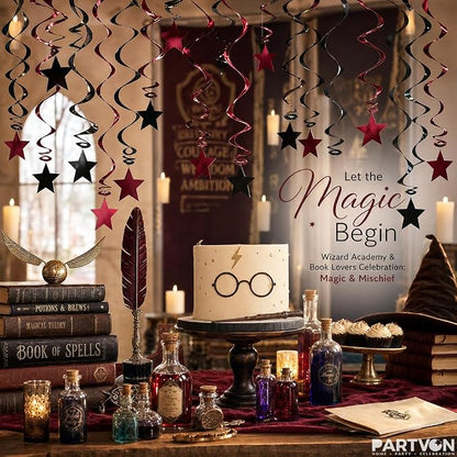 Burgundy Black Hanging Swirl Decorations 32ct - Image 4