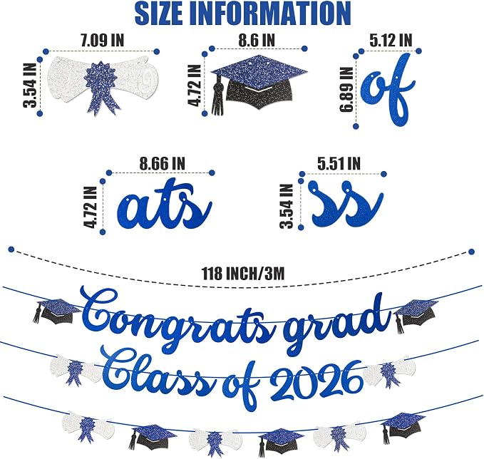 2026 Graduation Banners Party Decorations-Black Glitter We are So Proud of You - Image 2