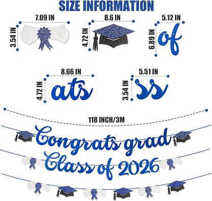 2026 Graduation Banners Party Decorations-Black Glitter We are So Proud of You - Image 2
