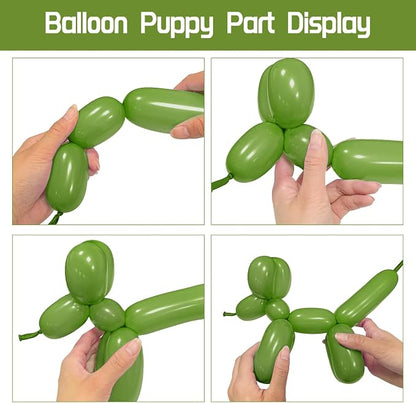 100Pcs Olive Green 260 Balloons, Thickening Latex Olive Green 260q Balloons - Image 4