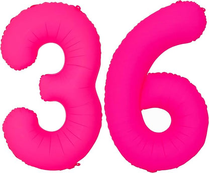 Pink Birthday Number 36 Balloons 40IN Fluorescent Pink 63 Foil Balloon | by YOIOZAIZAI