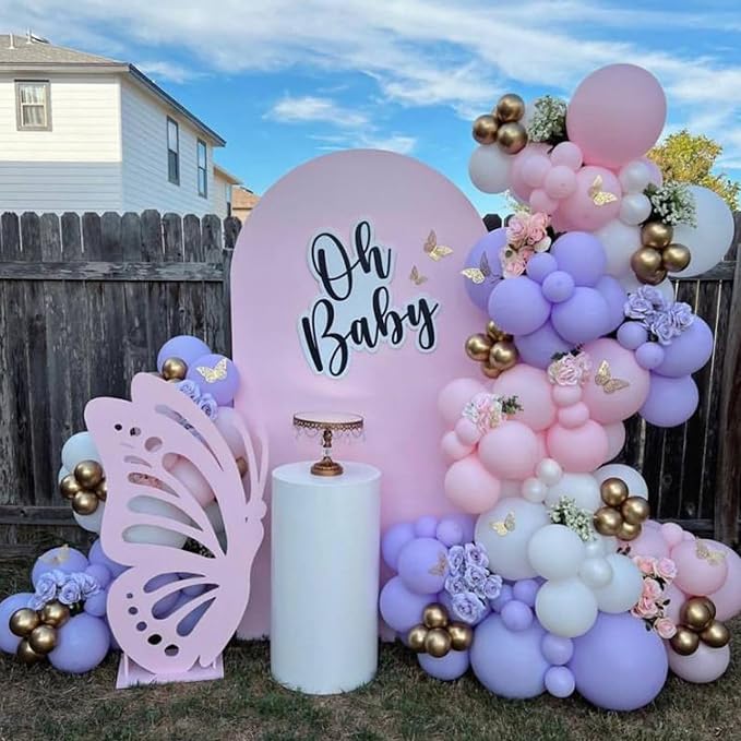 Pink Purple Balloons Set, 12Inch Metallic Purple Pink Latex Balloons - Image 5