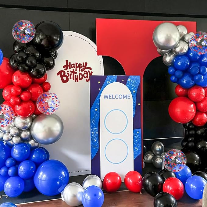 Red Black Blue Silver Balloons Garland Arch Kit - Image 4