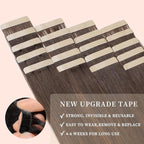 Tape in Hair Extensions Real Human Hair 24 Inch Balayage Dark Brown Mixed Chestnut Brown Double Sided Skin Weft Hair Extension Invisible Tape in Hair Extensions for Women 20pcs (2/2/6#,24 Inch)