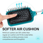 RHOS Hair Brush for Women and Men - Detangler Hair Brush with Nylon Bristles for Thick, Curly, Thin, Long, Wet & Dry Hair - Cushion Square Hair Brush for Detangling and Smoothing - 1 Pack - Green