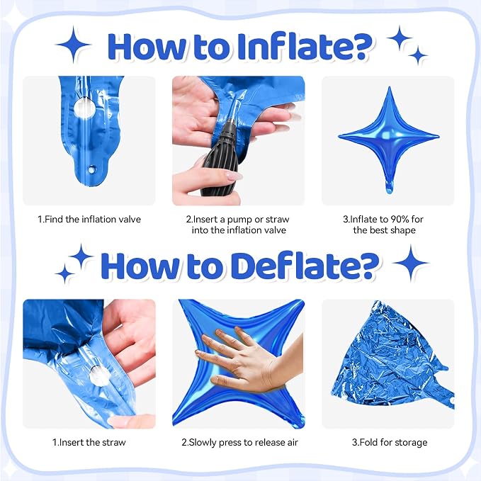 Blue Star Balloons, 26 Inch and 10 Inch Blue Stars Shaped Balloon - Image 8