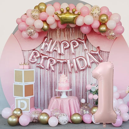 Pink 1 Balloons, 40 Inch Dusty Retro Light Pink Helium Foil Number 1 Balloon - Image 5