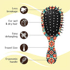 Mini Hair Brush,Cute Detangling Travel Hair Brush,Soft Bristles for Effortless Tangle Removal,Detangler Hairbrush for Women Men Boys Girls Kids Wet Dry All Hair Types (Red Bohemia, Mini)