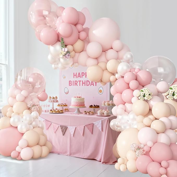 Vintage Pearl Pink Balloon Arch Kit 149 Pieces, Blush White Balloon Garland Set - Image 5