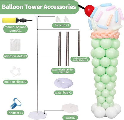 KIRIN Ice Cream Balloon Column Stand Kit Set of 2, 7 Feet Height Ice Cream - Image 2