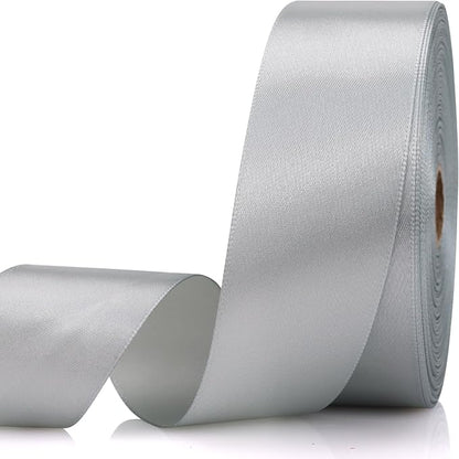 1-1/2 Inch 60 Yards Silver Solid Satin Ribbon by Unknown