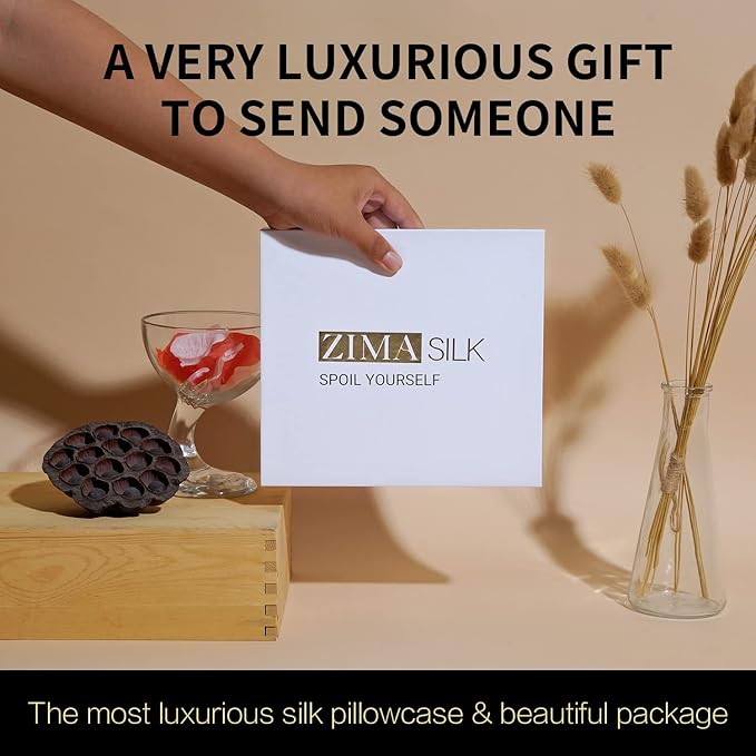 ZIMASILK 25 Momme 100% Pure Mulberry Silk Pillowcase for Hair and Skin Care, Highest Grade 6A Pillow Cases for Women, Long-Lasting Durablity, Gift for Women Men, 1Pc (King 20"x36", Ivory)