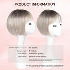 LEEONS Hair Toppers for Women with Bangs Short Bob Synthetic Hair Pieces for Thinning Hair Side Part (Mixed Ivory Blonde with Dark Root)