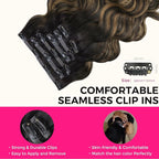Lashey Clip in Hair Extensions Real Human Hair 110g 7pcs 16 Inch Body Wave Seamless Clip in Hair Extensions Human Hair Natural Black Mixed Chestnut Brown Human Hair Extensions