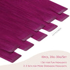 WENNALIFE Tape in Hair Extensions Human Hair Violet Tape in Extensions, 10pcs 25g 18 inch Remy Invisible Tape Ins Straight Colored Soft Real Human Hair Tape in Extensions Refill Set Extensions