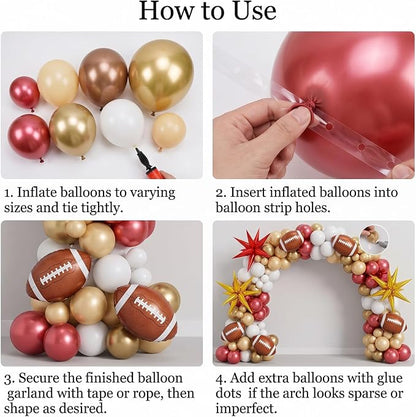 Red and Gold Football Balloon Arch Garland Kit, American Rugby Decor - Image 3