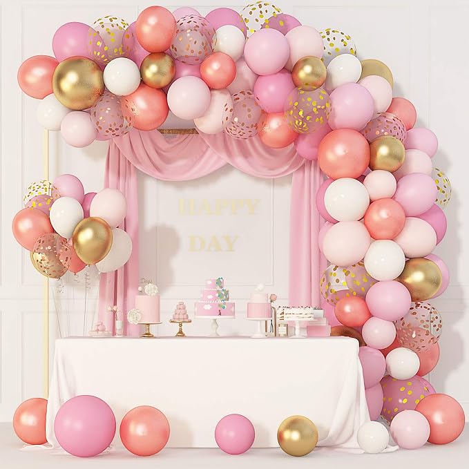 Amandir 164Pcs Rose Gold Pink Balloons Garland Arch Kit | Light Pink Gold White - Image 3