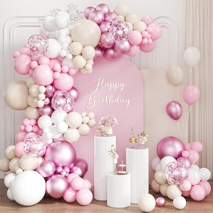Pink and White Balloon Garland Arch Kit by Unknown