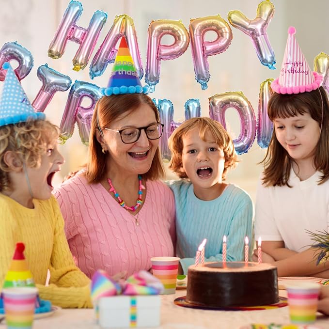 16" Happy Birthday Balloon Banner Foil, Gradient Rainbow | happy birthday - Image 6