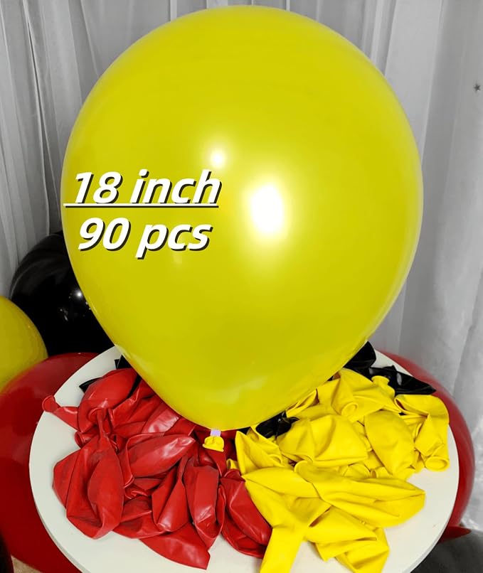 90 Pack Red and Yellow Black Balloons 18 Inch Large Balloon - Image 2
