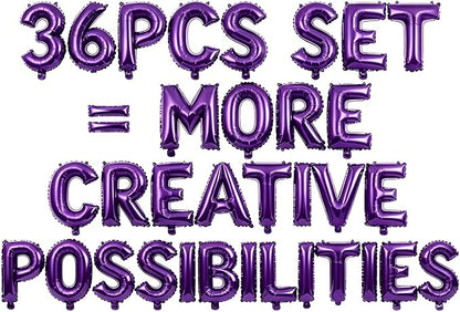 36 Pcs Purple Letter Balloons, Custom A-Z Set by GOGAKIE