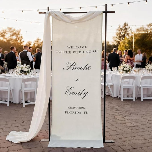 Personalized Wedding Welcome Sign Banner – Custom Couple Names & Date, Elegant by CALLADECORGIFTS