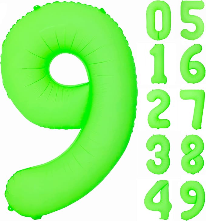 40IN Fluorescent Green Number 9 Balloons Glow In The Dark Green Balloon | by YOIOZAIZAI