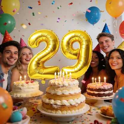 40 Inch Number 29 Balloons for 29th Birthday Party Decorations, 0-100 Gold - Image 2