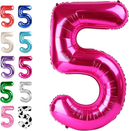 Hot Pink Number 5 Balloon 40 inch, Balloon numbers party supplies, deco photo by Upgesy