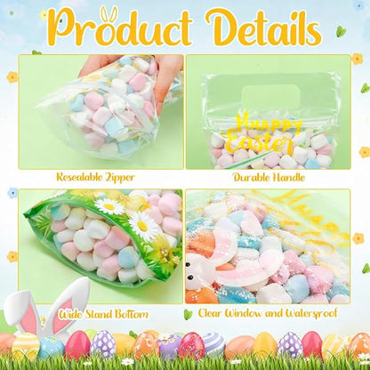Fuutreo 25 Pcs Happy Easter Gift Bags Self Sealed Bunny Pouches Spring Favor - Image 3