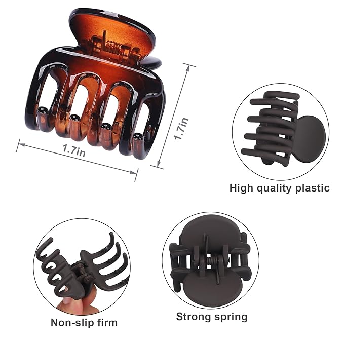 6 Pcs Hair Clips Small Claw Clips for Thin Hair Medium Matte Non-slip Hair Accessories for Women and Girls (Transparent)