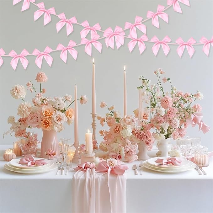 2pcs Pink Bow Garland Banner - Image 6