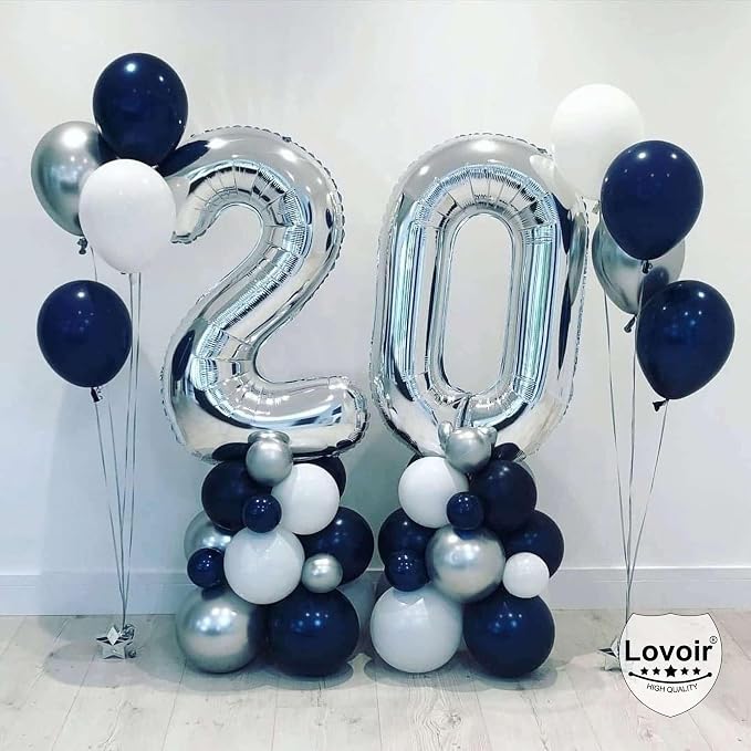 Silver 28 Number Balloons, 40 Inch Giant Number 28 Balloons Foil Mylar Helium - Image 3