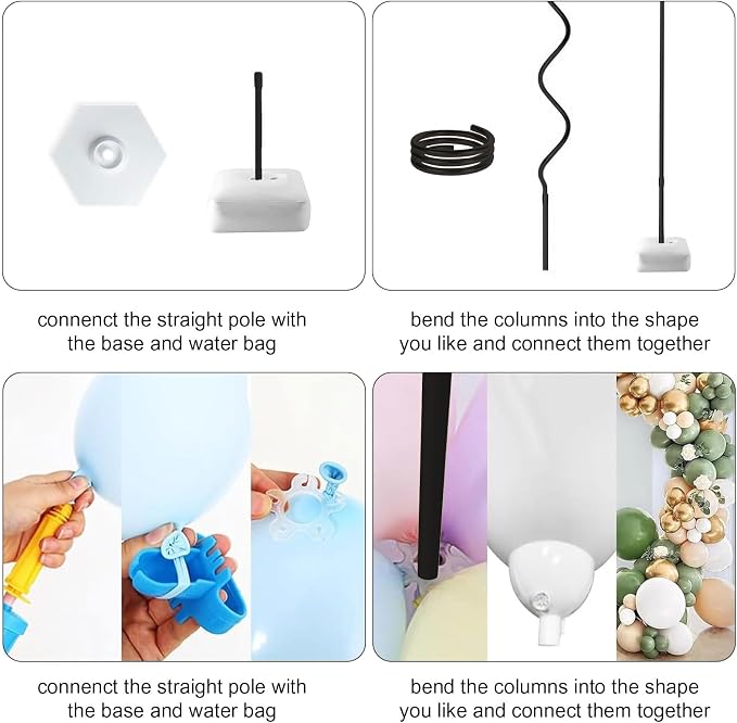 Black Balloon Arch Stand Kit, 9.3ft & 6ft Free Bending Soft Balloon Flower - Image 5