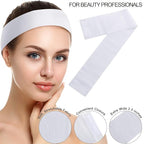WILLBOND 200 Pieces Disposable Spa Facial Headbands Stretch Non Woven Facial Headband Skin Care Hair Band with Soft Convenient Closure for Women Salons(White)
