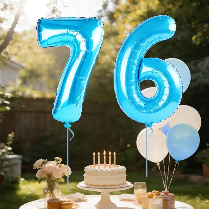 40 Inch Number 76 Balloons for 76th Birthday Party Decorations, 0-100 Jewelry - Image 3