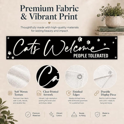Cat Welcome Banner Decor for Home, Cute Paw Print Hanging Wall Decoration for - Image 5