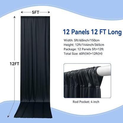 60ftx12ft Wrinkle Free Black Backdrop Curtain - Image 4