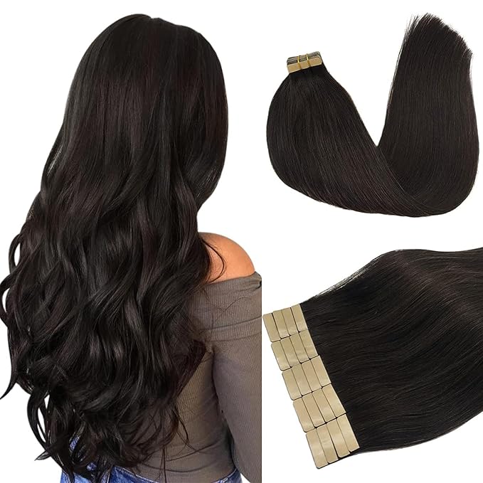 DOORES Tape-in Hair Extensions, Dark Brown, 10 Inch, 30g, 20pcs, Remy Hair, Straight, Natural