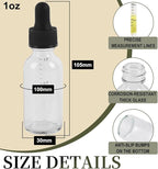 48 Pack,1oz Glass Dropper Bottle, Clear Tincture Bottles with Dropper, Pretty Finish for All Kinds of Liquids,Oil Bottles for Hair- Stronger Suction ideal for Leakproof Travel