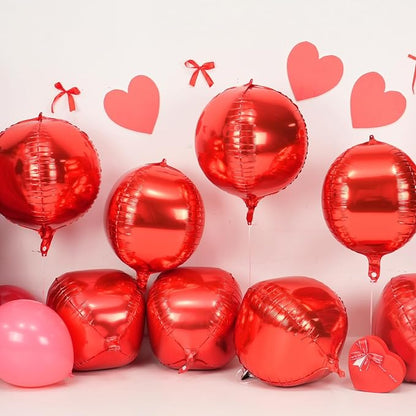 Red Round Foil Balloons 9 pcs - Image 3