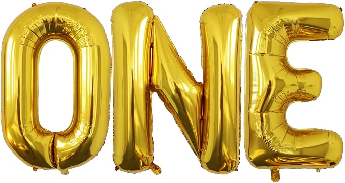 40 Inch Gold ONE Letter Foil Balloons, Giant Metallic Mylar Helium Balloons by VHUWE