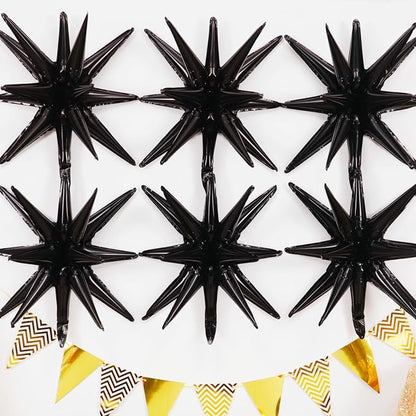 14pcs Black Star Balloons, Mixed Star Foil Balloon, 22Inch Explosion Stars - Image 3