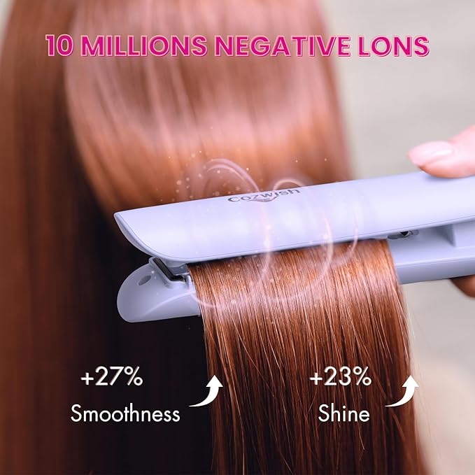 Cordless Hair Straightener, Portable Flat Iron and Curler 2 in 1, Fast Heat, Type-C Rechargeable, for Travel/Home (Purple)
