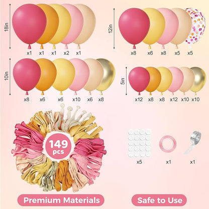 Ouddy Party 149Pcs Pink and Orange Balloon Garland Kit 18 12 10 5Inch | - Image 3