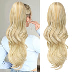 Ponytail Extension, Drawstring Ponytail Extension for Women 26 Inch Long Wavy Blonde Pony Tails Hair Extensions Synthetic Clip in Ponytail Hairpiece for Women(H24/60)